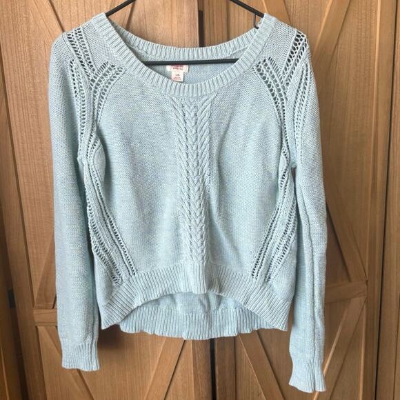 MOSSIMO Cable Knit Linen Blend Sweater Womens L Heathered Green Blue - Picture 1 of 6
